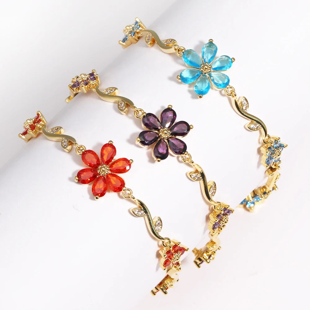 Sweetheart Blossom Floral Charm Bracelet