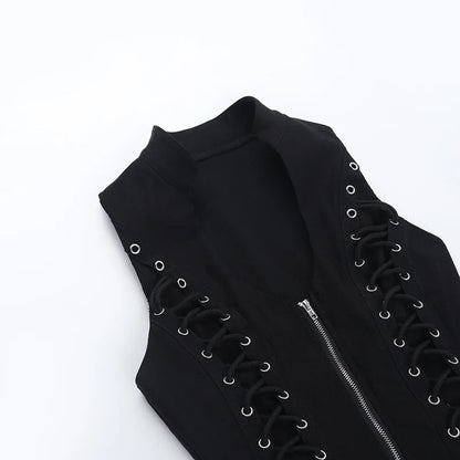 Midnight Gothic Corset Zip Up Women's Top