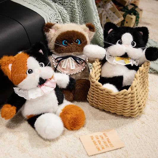Big-eyed Calico Siamese Cat Plush Friends