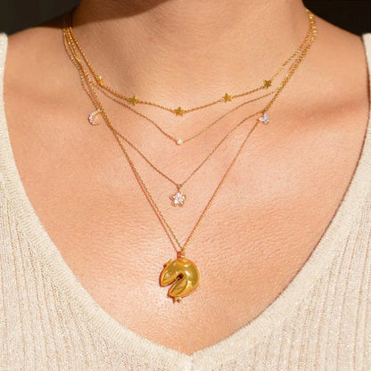 Fortune Cookie Hidden Message 18K Gold-plated Pendant Necklace