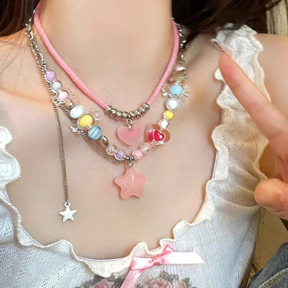 Chunky Pastel Y2K Charm Necklace