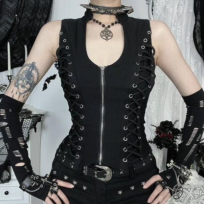 Midnight Gothic Corset Zip Up Women's Top