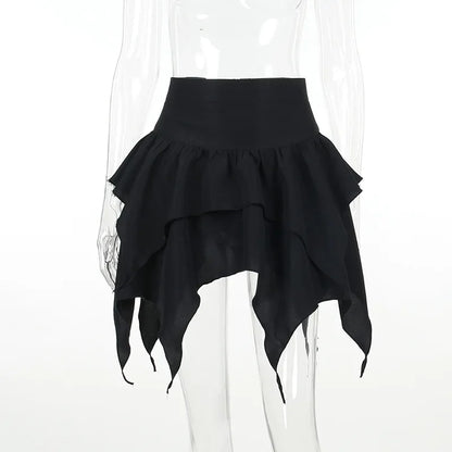 Gothic Witch Punk Irregular Black Skirt