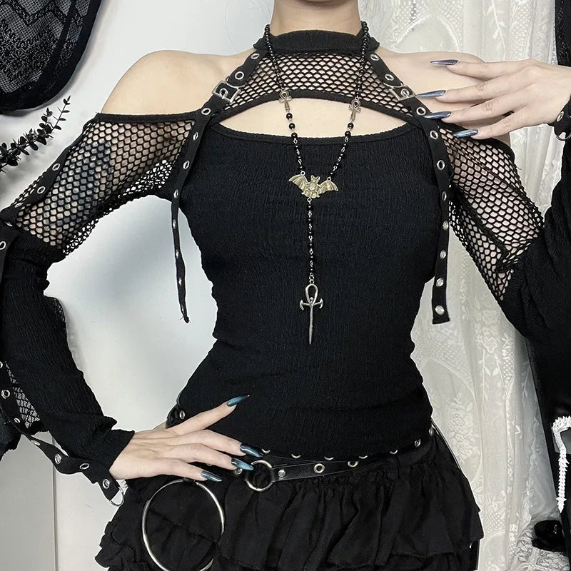Shadow Mesh Gothic Harness Women's Top
