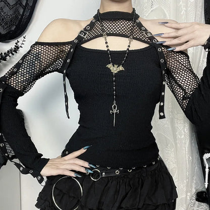 Shadow Mesh Gothic Harness Women's Top