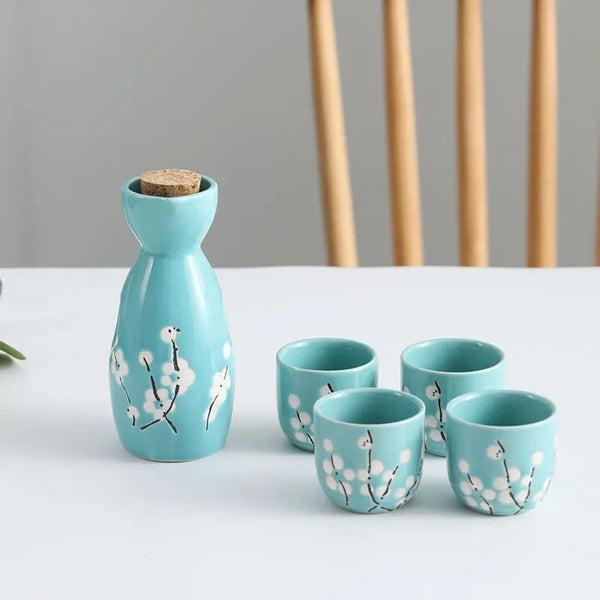 Japanese-themed Elegant Plum Blossom Sake Set 5-Piece Ceramics Sake Cup  Collection 2