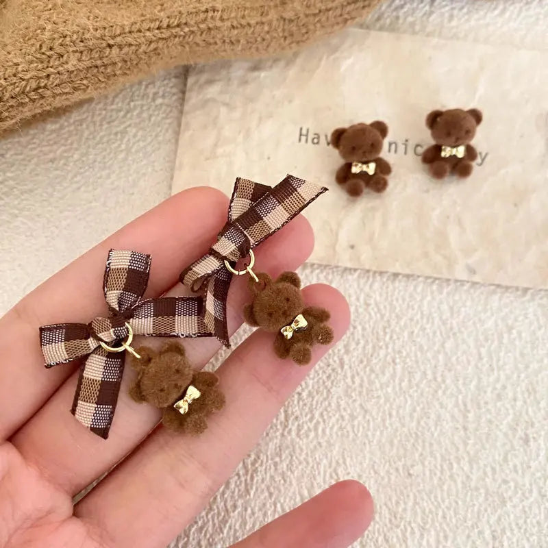 Cocoa Bear Ribbon Earrings