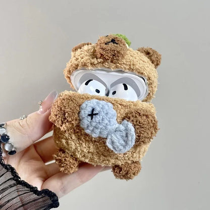 Winter Capybara Plush Airpods Case