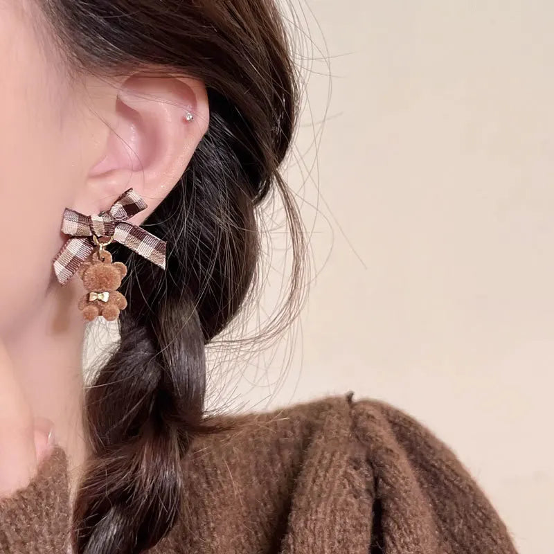 Cocoa Bear Ribbon Earrings