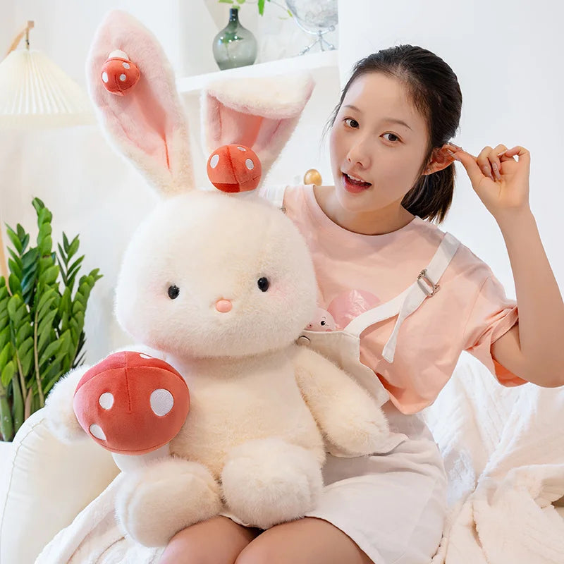 Kawaii White Bunny Mushroom Plushie