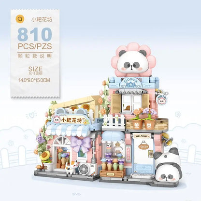 Panda Taiyaki Flower Cafes Foldable Micro Building Set Collection