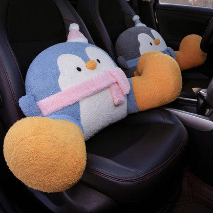 Fluffy Penguin Backrest Cushion Pillow Seat