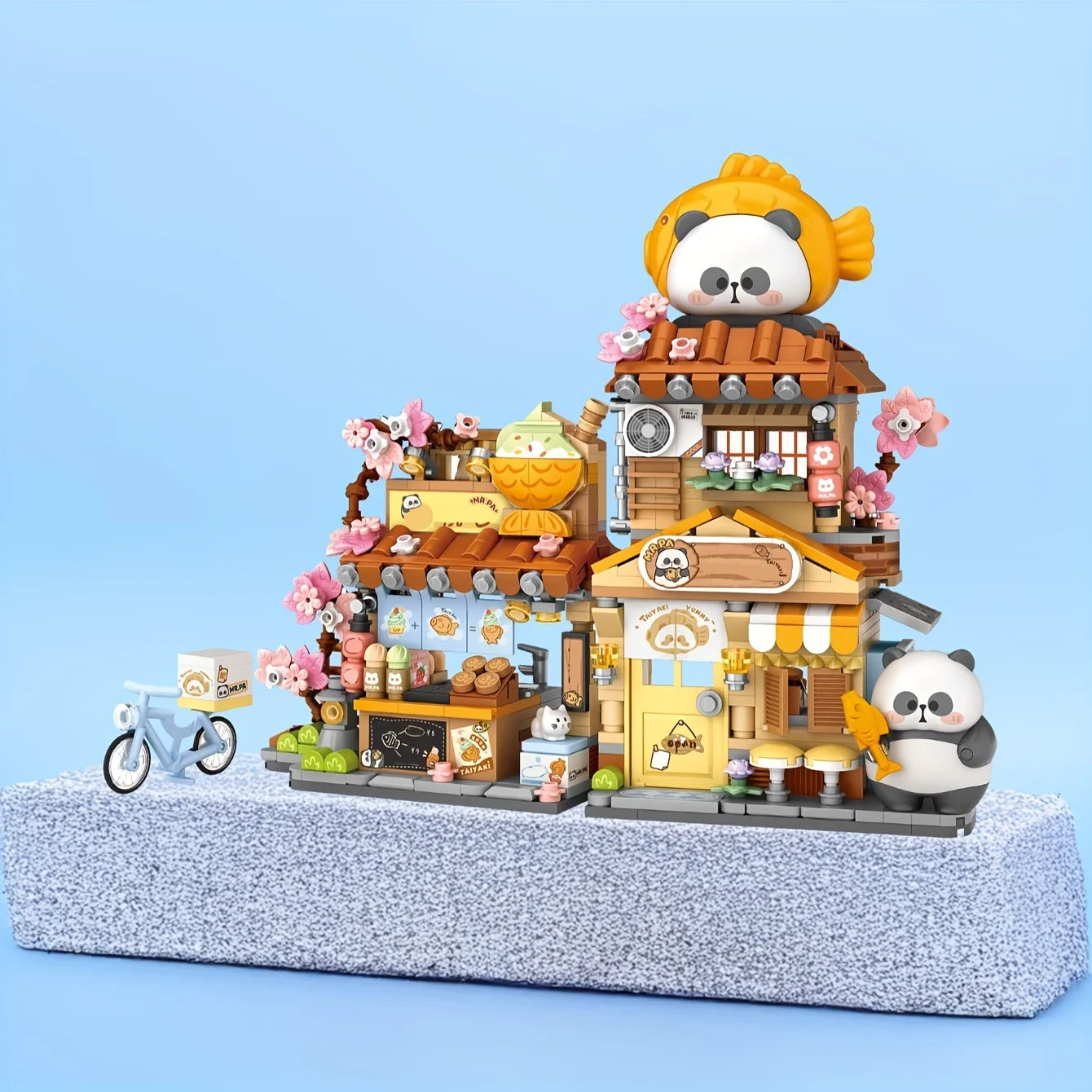 Panda Taiyaki Flower Cafes Foldable Micro Building Set Collection