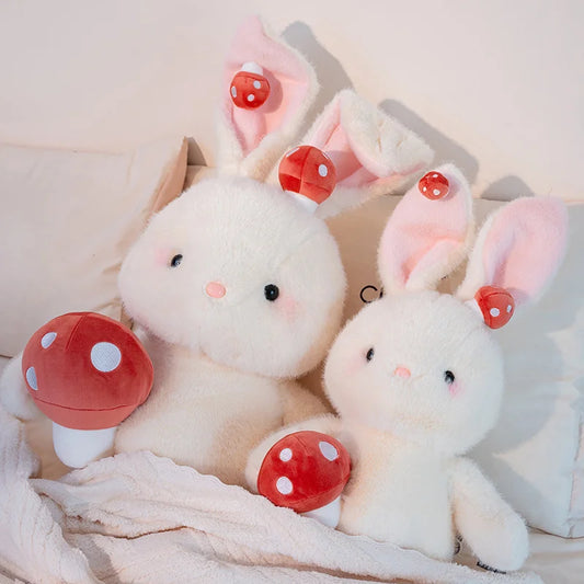 Kawaii White Bunny Mushroom Plushie