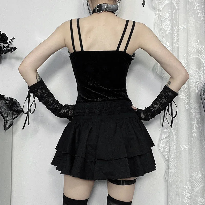 Shadow Bloom Gothic Ruffle Women's Skirt