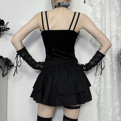 Shadow Bloom Gothic Ruffle Women's Skirt
