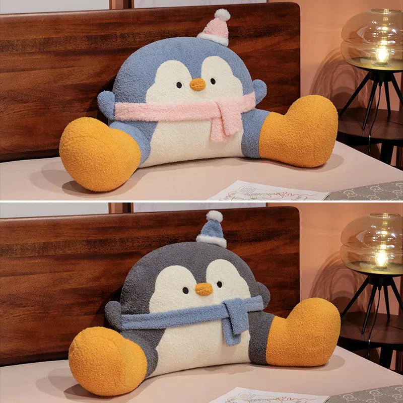 Fluffy Penguin Backrest Cushion Pillow Seat