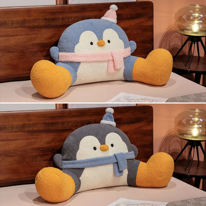 Fluffy Penguin Backrest Cushion Pillow Seat