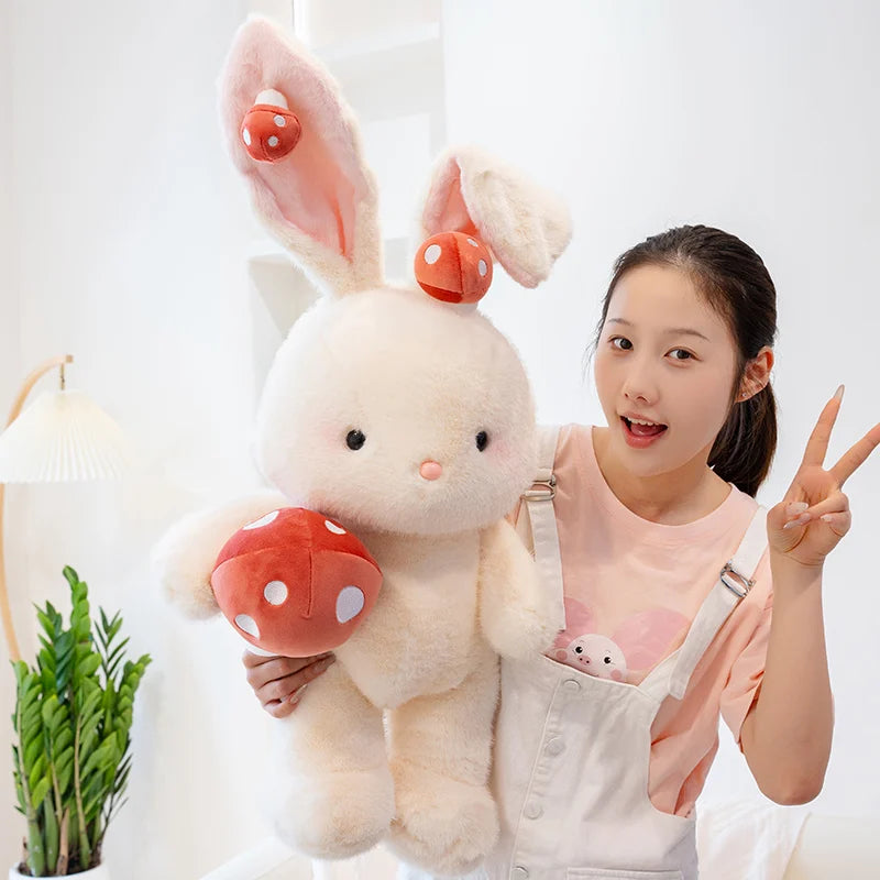 Kawaii White Bunny Mushroom Plushie