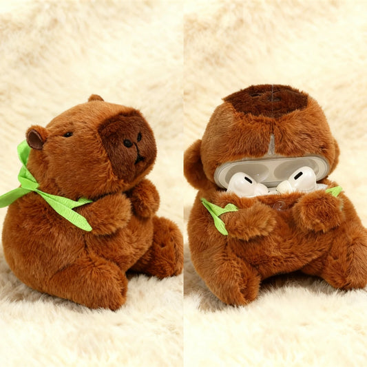 Capybara with Turtle Backpack Plush Airpods Case