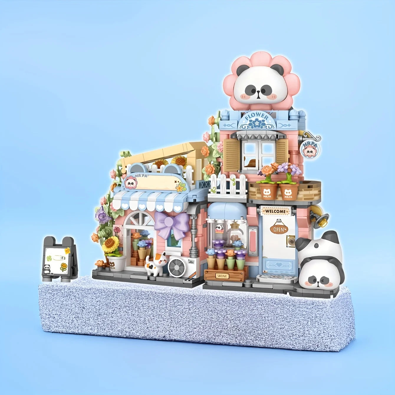 Panda Taiyaki Flower Cafes Foldable Micro Building Set Collection