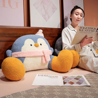 Fluffy Penguin Backrest Cushion Pillow Seat