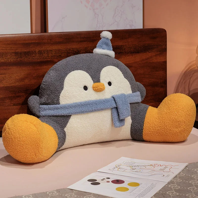 Fluffy Penguin Backrest Cushion Pillow Seat