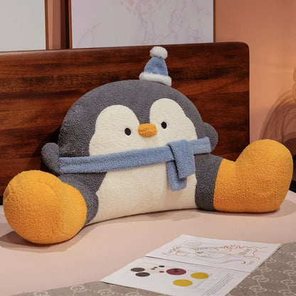 Fluffy Penguin Backrest Cushion Pillow Seat