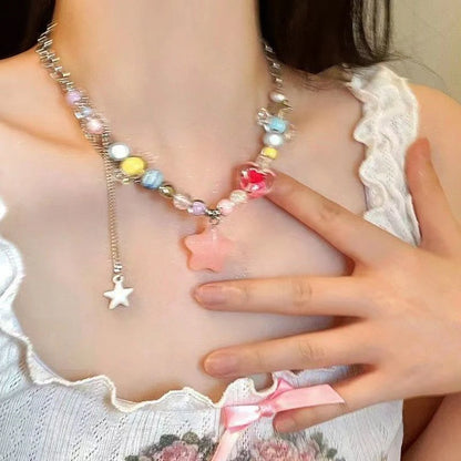 Chunky Pastel Y2K Charm Necklace