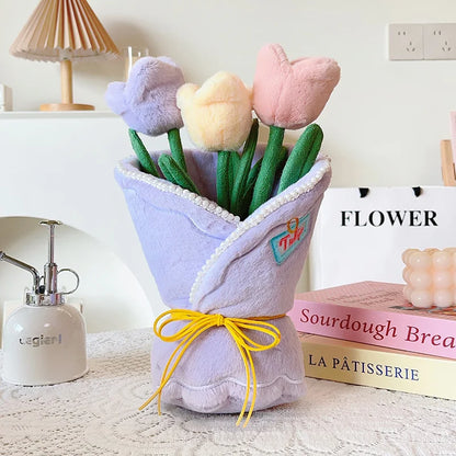 Pastel Tulip Plush Flower Bouquet