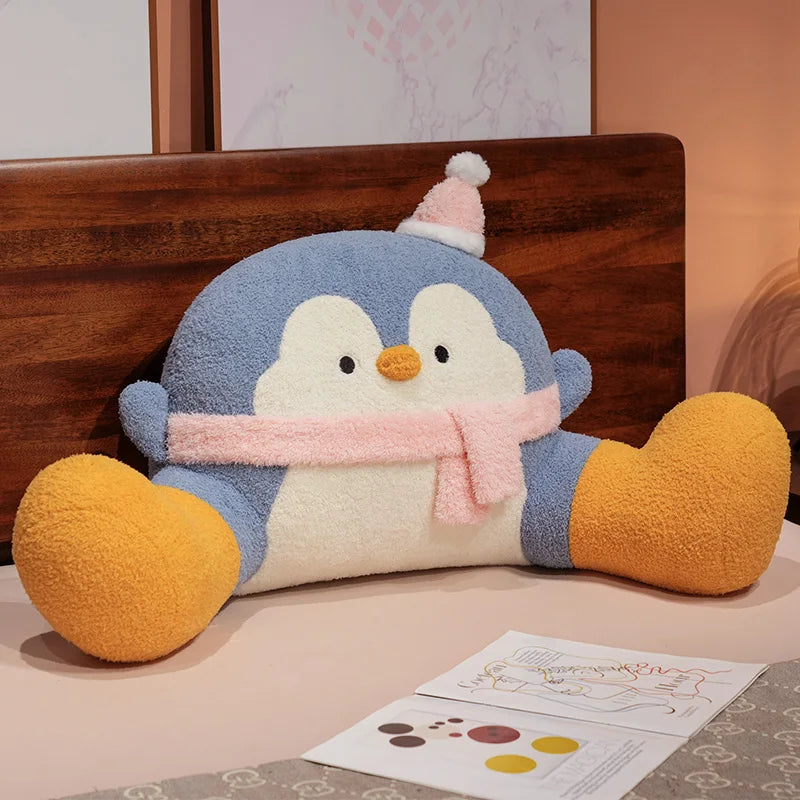 Fluffy Penguin Backrest Cushion Pillow Seat