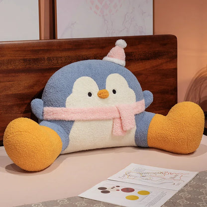 Fluffy Penguin Backrest Cushion Pillow Seat