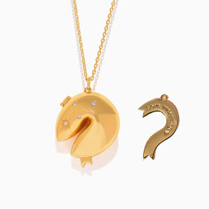 Fortune Cookie Hidden Message 18K Gold-plated Pendant Necklace