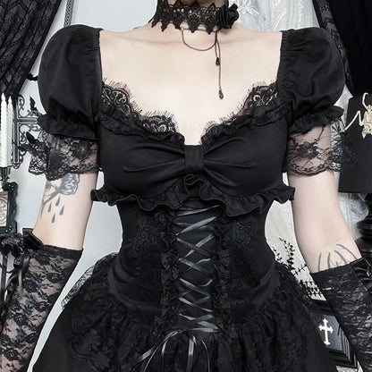 Midnight Lace Corset Gothic Women's Dress