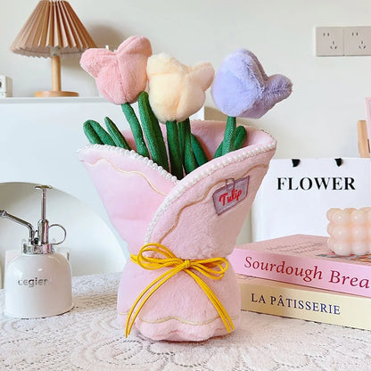Pastel Tulip Plush Flower Bouquet