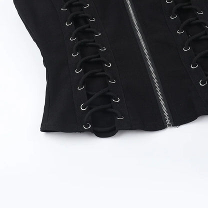 Midnight Gothic Corset Zip Up Women's Top