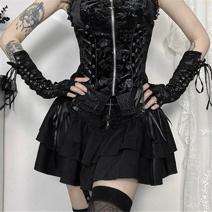 Shadow Bloom Gothic Ruffle Women's Skirt
