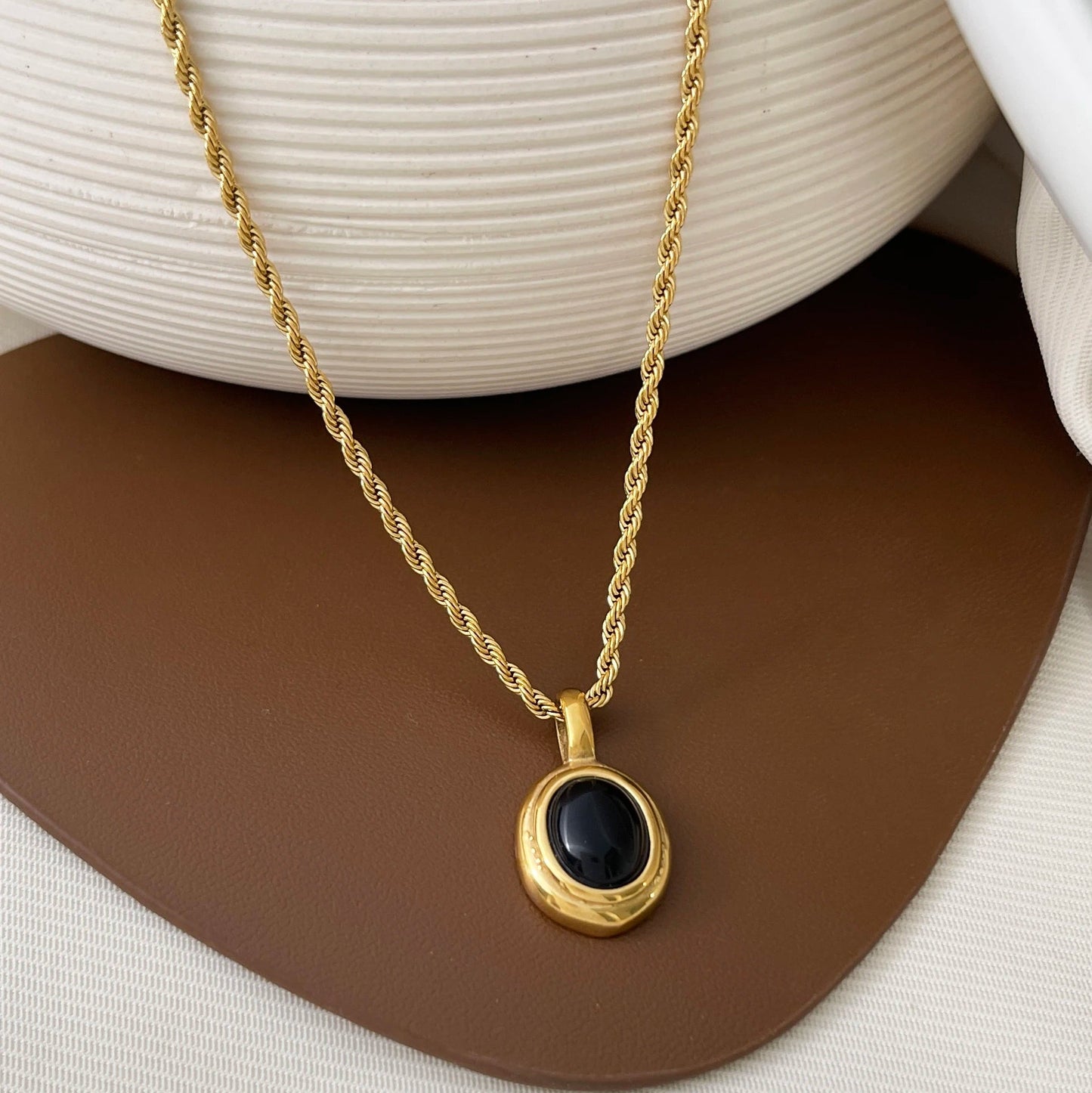 Selene Oval Pendant Necklace
