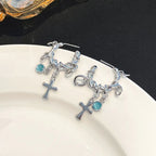 Chrome Cross Hoop Earrings