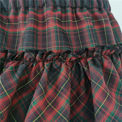 Harajuku Punk Princess Pink Red Plaid Pleated Skirt