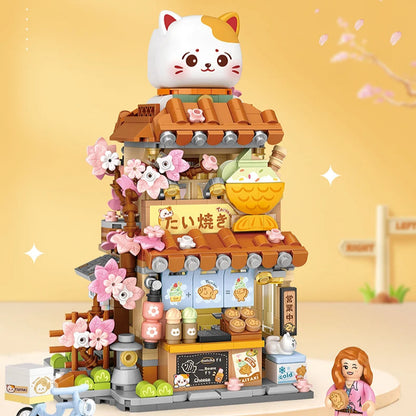 Cat Taiyaki Flower Cafes Foldable Micro Building Set Collection