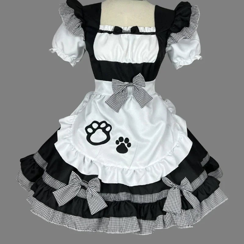 Pink Black Paw Lolita Maid Cosplay Women's Dress