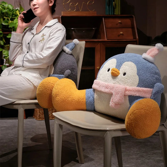 Fluffy Penguin Backrest Cushion Pillow Seat