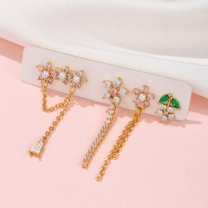 Flowery Dreams 18k Gold-plated Earrings (4pc Set)