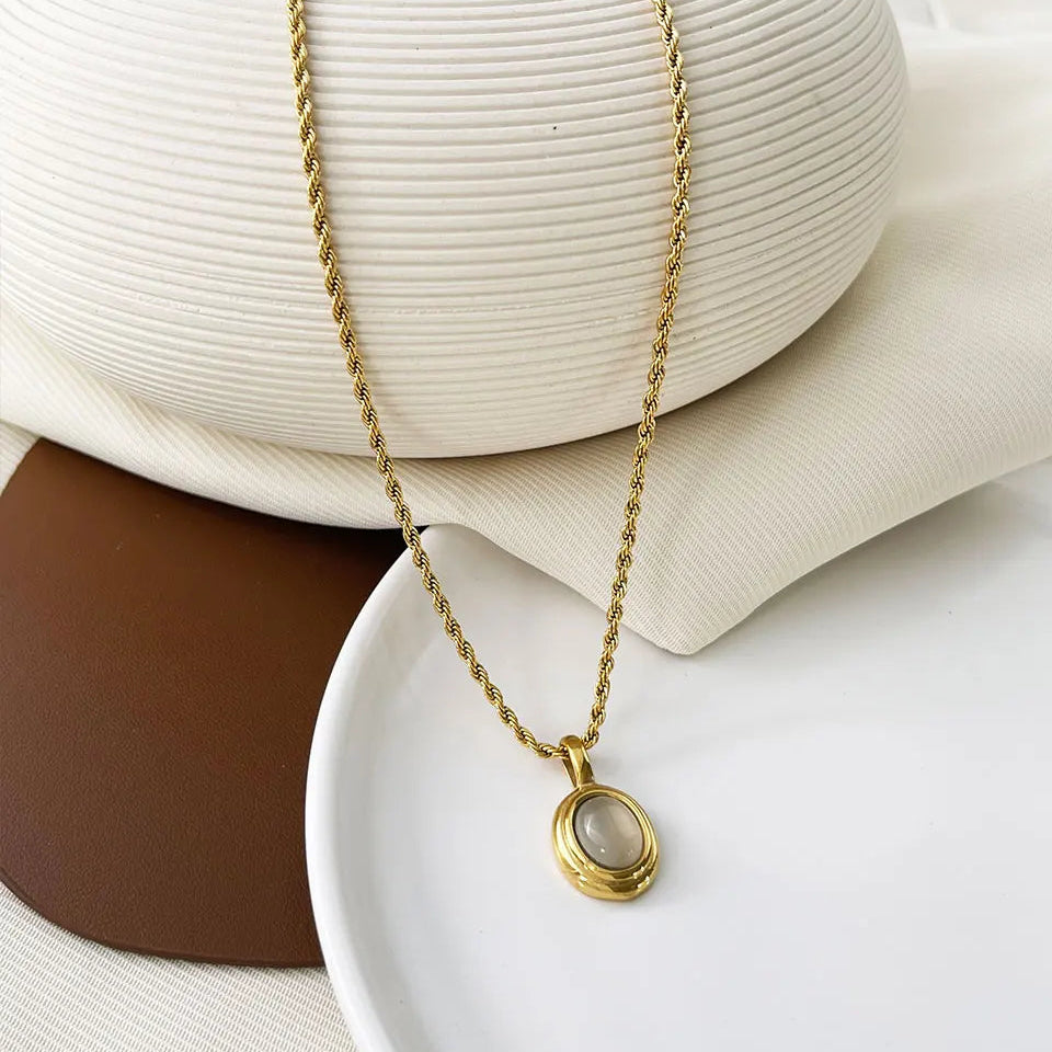 Selene Oval Pendant Necklace