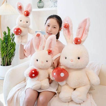Kawaii White Bunny Mushroom Plushie