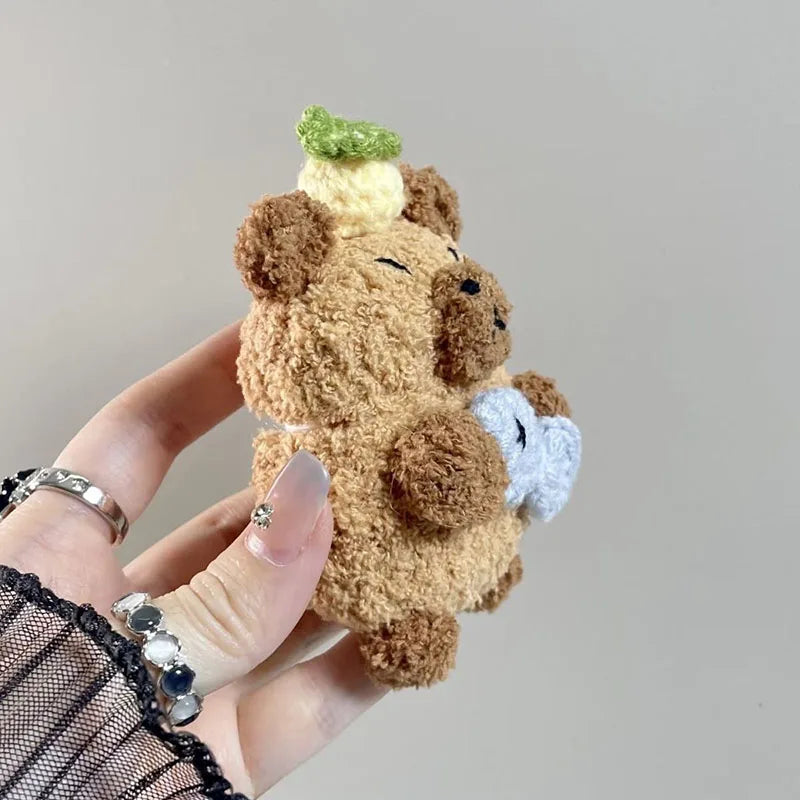 Winter Capybara Plush Airpods Case
