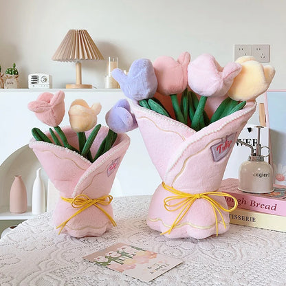 Pastel Tulip Plush Flower Bouquet