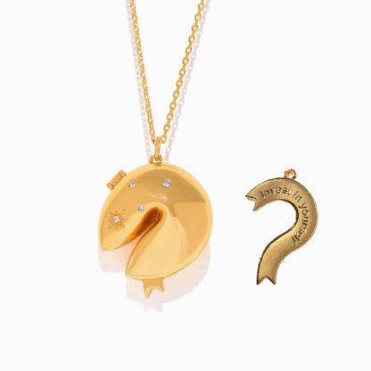 Fortune Cookie Hidden Message 18K Gold-plated Pendant Necklace