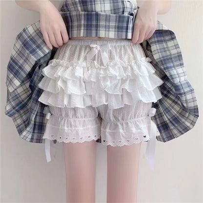 Ruffled Lolita Bloomers White Black Laced Women's Shorts